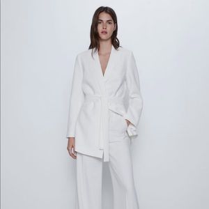 White overlap blazer
